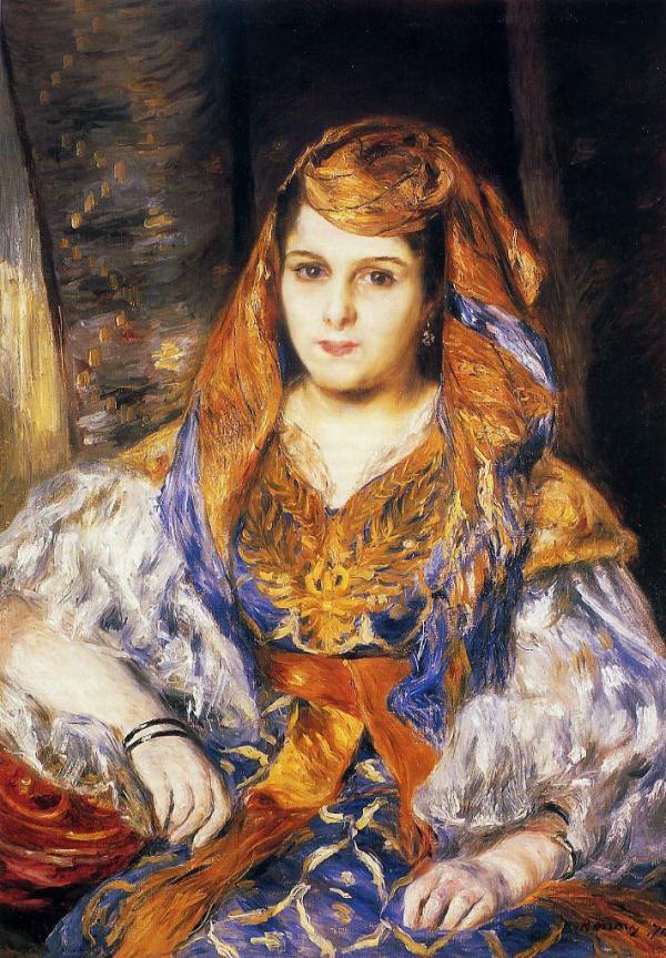 ピエール＝オーギュスト・ルノワール　「アルジェリア風衣装をつけたクレマンティーヌ・ストーラ夫人」2　壁紙・画像