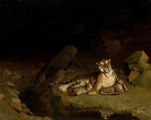 ジャン＝レオン・ジェローム：虎の親子　壁紙・画像