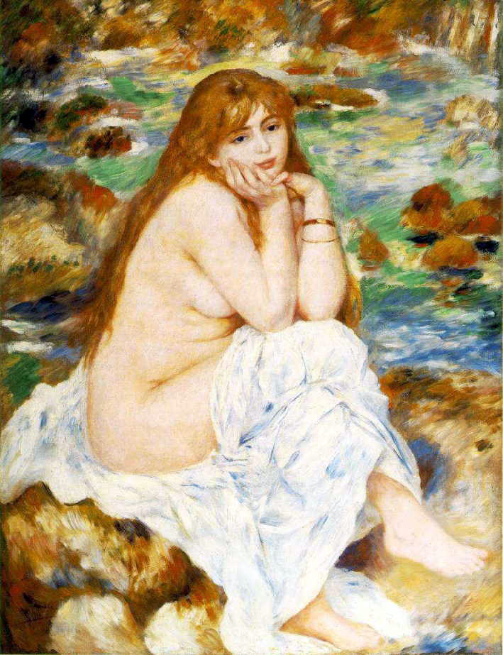 岩に座る浴女 ピエール オーギュスト ルノワール 壁紙 画像 エムズライファー